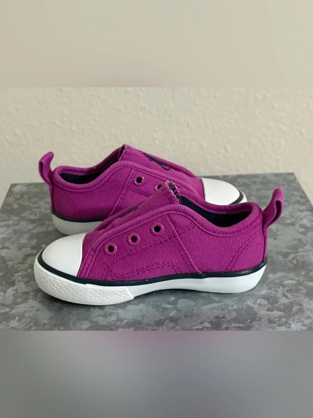 Polo by Ralph Lauren Raymond Kids Slip-On Canvas Sneakers, Berry Pink, Size 4.5